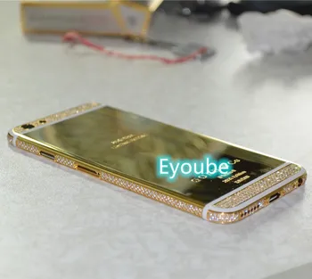 

Mirror gold Chassis For iPhone 6 6s 6s plus 4.7 / 5.5 inch 24K gold Housing with side / top / bottom / crystal 24k gold housing