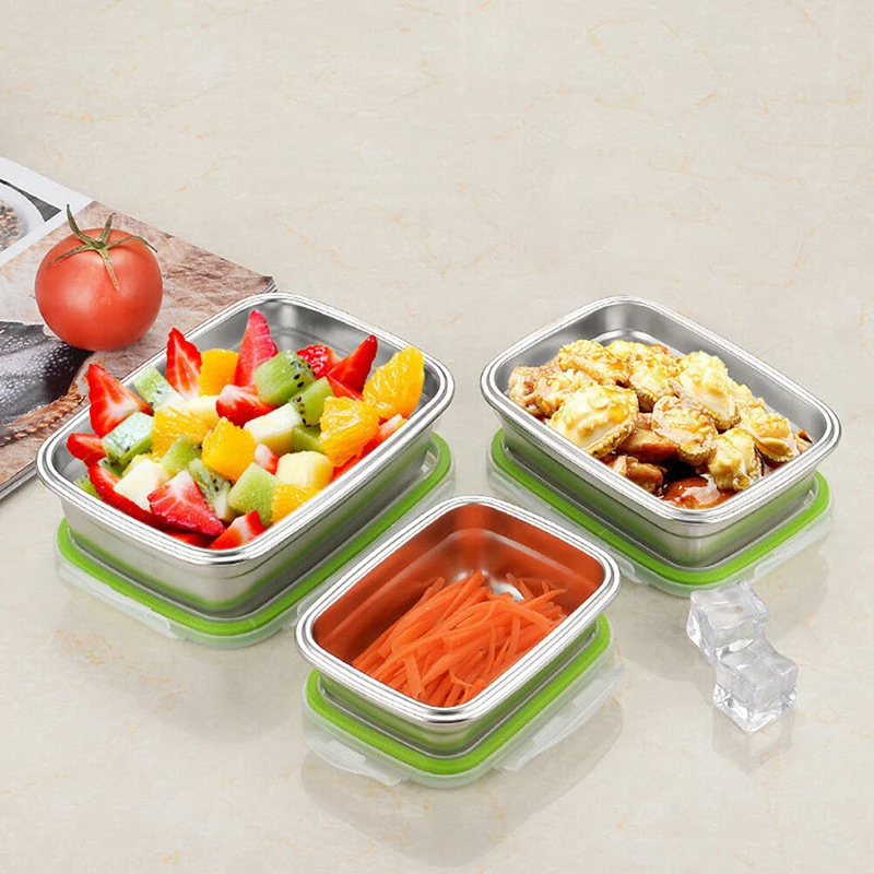 

Stainless Steel Lunch Box Sealed Lid Cover Electroplating Process Travel Camping Picnic Use Food Storage Container