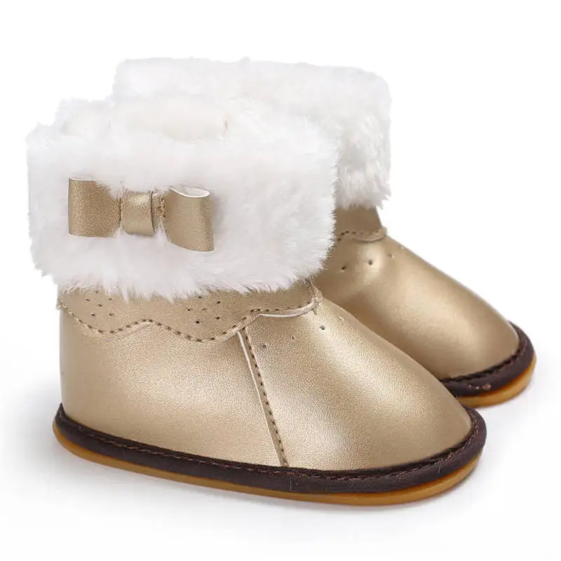 Обувь для новорожденных; мягкая подошва для малышей; искусственная кожа; нескользящие теплые ботинки; обувь для малышей