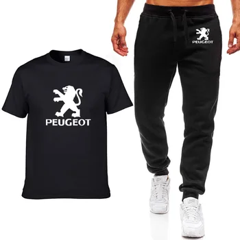 

Fashion Summer Men T Shirts for Peugeot Car Logo Print HipHop Casual Cotton Short Sleeve high quality T-shirt pants suit Mens R