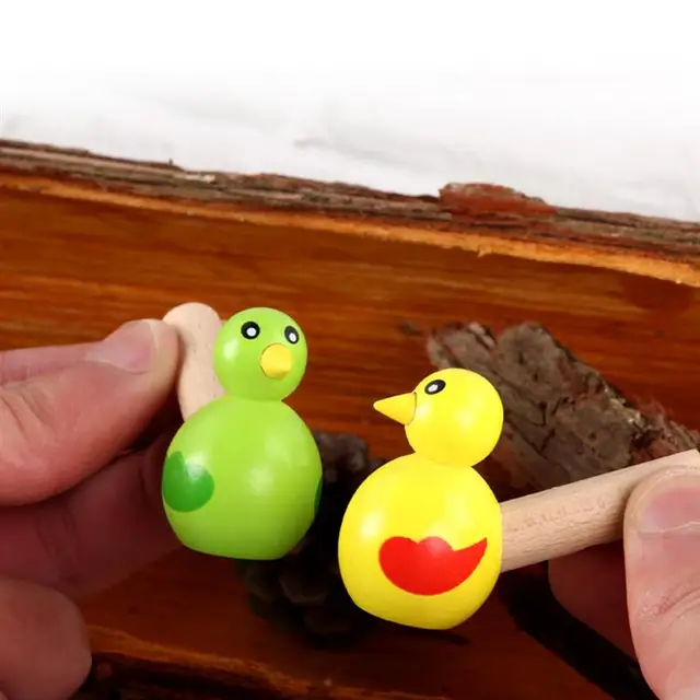 15pcs Wooden Bird Whistles Cartoon Whistle Bird Shape Toy Kids Whistle Educational for Children Gift (Random Color) 6
