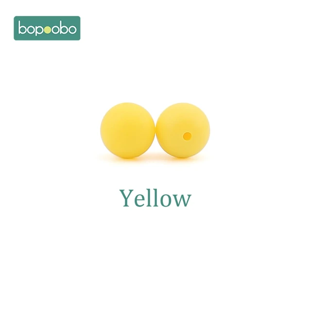 Bopoobo 15mm 10pc Silicone Beads Food Grade Silicone Baby Teething Products Chews Pacifier Chain Clips Beads Baby Teethers Yellow