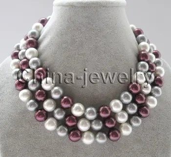 

> >>>50" longer 12mm white gray wine-red perfect round south sea shell pearl necklace