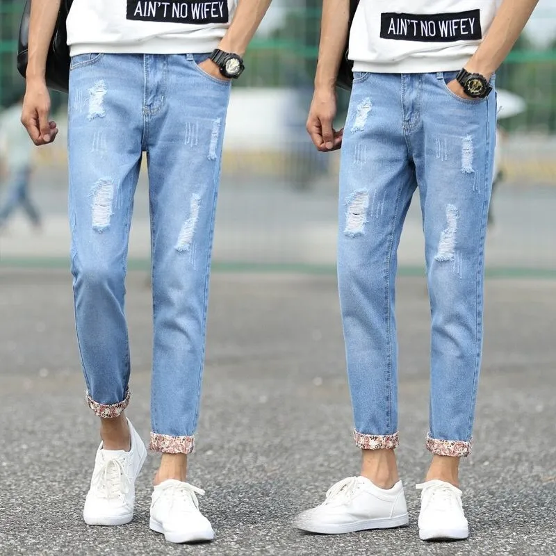 Новые модные мужские джинсы повседневные Стрейчевые обтягивающие джинсы облегающие брюки облегающие синие брюки сплошной цвет мужской прямые брюки