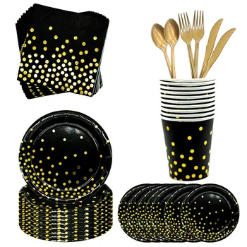 

Black Gold Paper Napkins For Birthday Party Decorations Adult Party Supplies Disposable Set Baby Shower Party Decoration