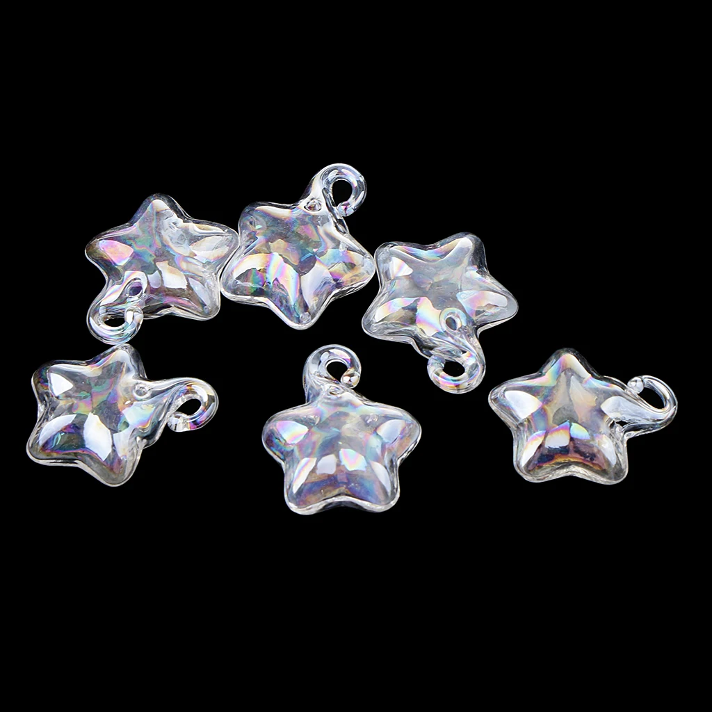 6 Pcs Mini Empty Small Wishing Bottles Rainbow Glass Bottle Charm Pendant for Necklace Earrings DIY Jewelry Making 