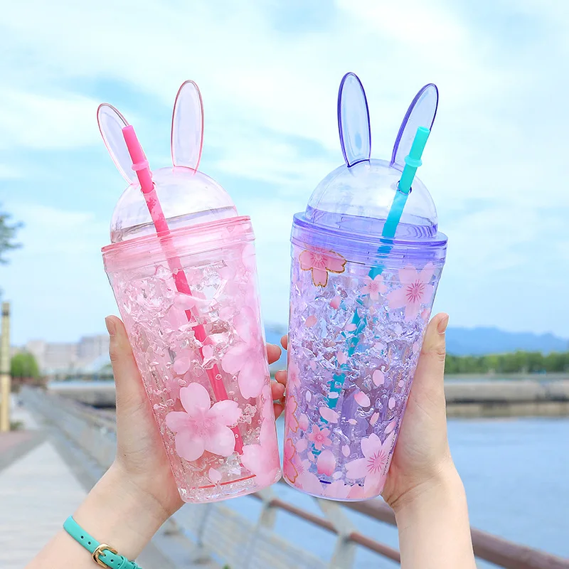 

Cute Water Bottles with Straw Botella Agua Garrafinha De Drinkfles Hidro Flask Plastic Garrafas Sipper Para Bottiglia Kawaii