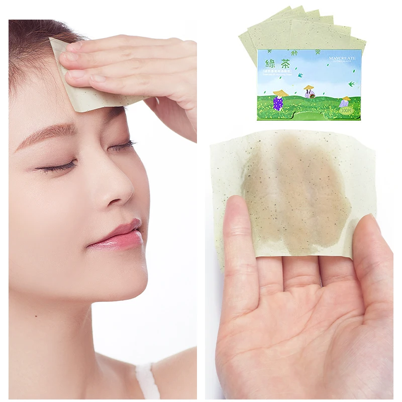 100PCS Oil Blotting Paper Facial Cleansing Oil Control Absorbing Tissues Straight For Handy Face Blotting Sheets Men Women TSLM1