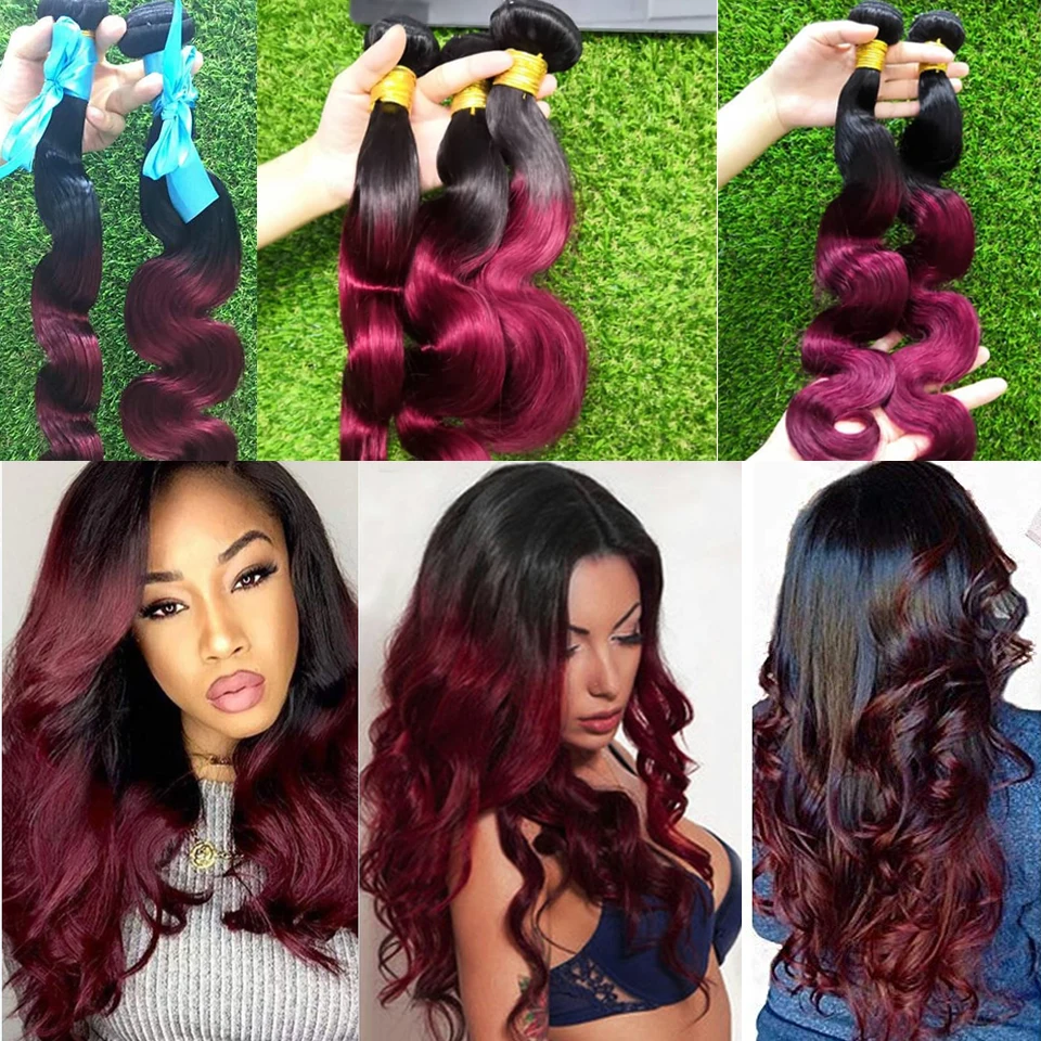 Beaufox-Ombre-Human-Hair-Bundles-SClosure-Brazilian-Body-Wave-Bundles-With-Closure-1B-99J-Remy.