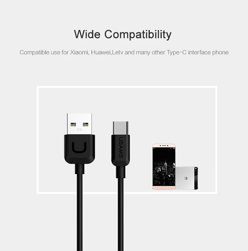 USAMS usb type C кабель для samsung S10 S9 Быстрая зарядка USB C кабель провод type-C кабель для передачи данных для huawei P30 P20 Pro Xiaomi OnePlus