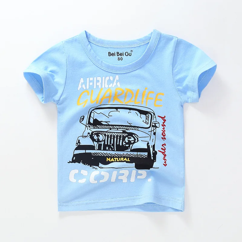 

2019 Summer Foreign Trade Childrenswear Pure Cotton Cartoon Car CHILDREN'S Short-sleeved T-shirt Cross Border T-Shirt Kids