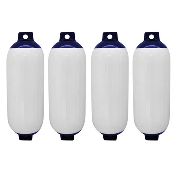 

4 Pcs Corrosion Resistance Boat Fenders/Bumpers for Docking/Mooring, White&Blue