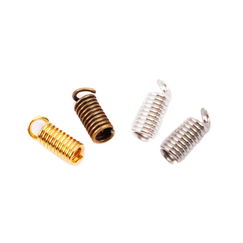 

100pcs/lot 4x10mm Metal Spring Crimp Fastener Connector Clasps DIY Necklace Bracelet Cord Accessories Jewelry Making Findings