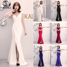 Skyyue сексуальное вечернее платье на бретельках Женские платья для вечеринок однотонные платья без рукавов De Soiree милые вечерние платья C088-DS1