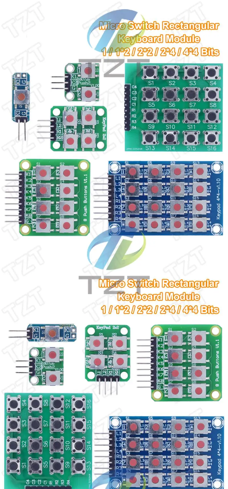 Micro Schalter 1*2/2*2/2*4/4*4 Matrix Tastatur 8-bit Taste Unabhängige Taste MCU externe Expansion Tastatur Modul Für Arduino – Detail 1