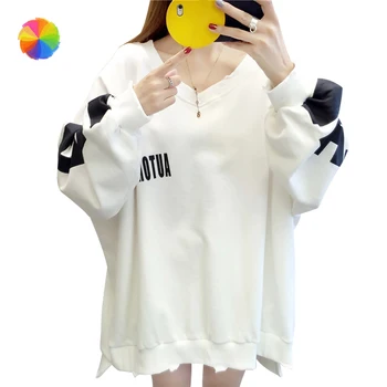 

Women Loose Trendy Printed Oversize Sweatshirt Students Korean Style Long Sleeve Womens Chic Warm Cotton Pullover XBFF