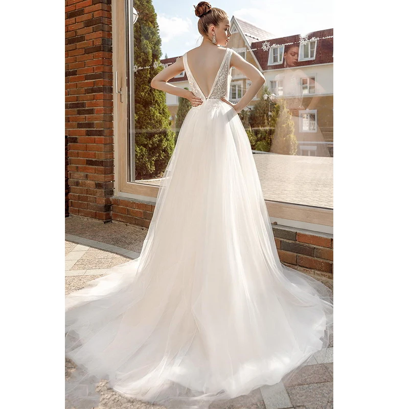 Eightree Элегантное свадебное платье трапециевидной формы свадебное платье robe de soiree аппликации глубокий v-образный вырез свадебное платье Vestido