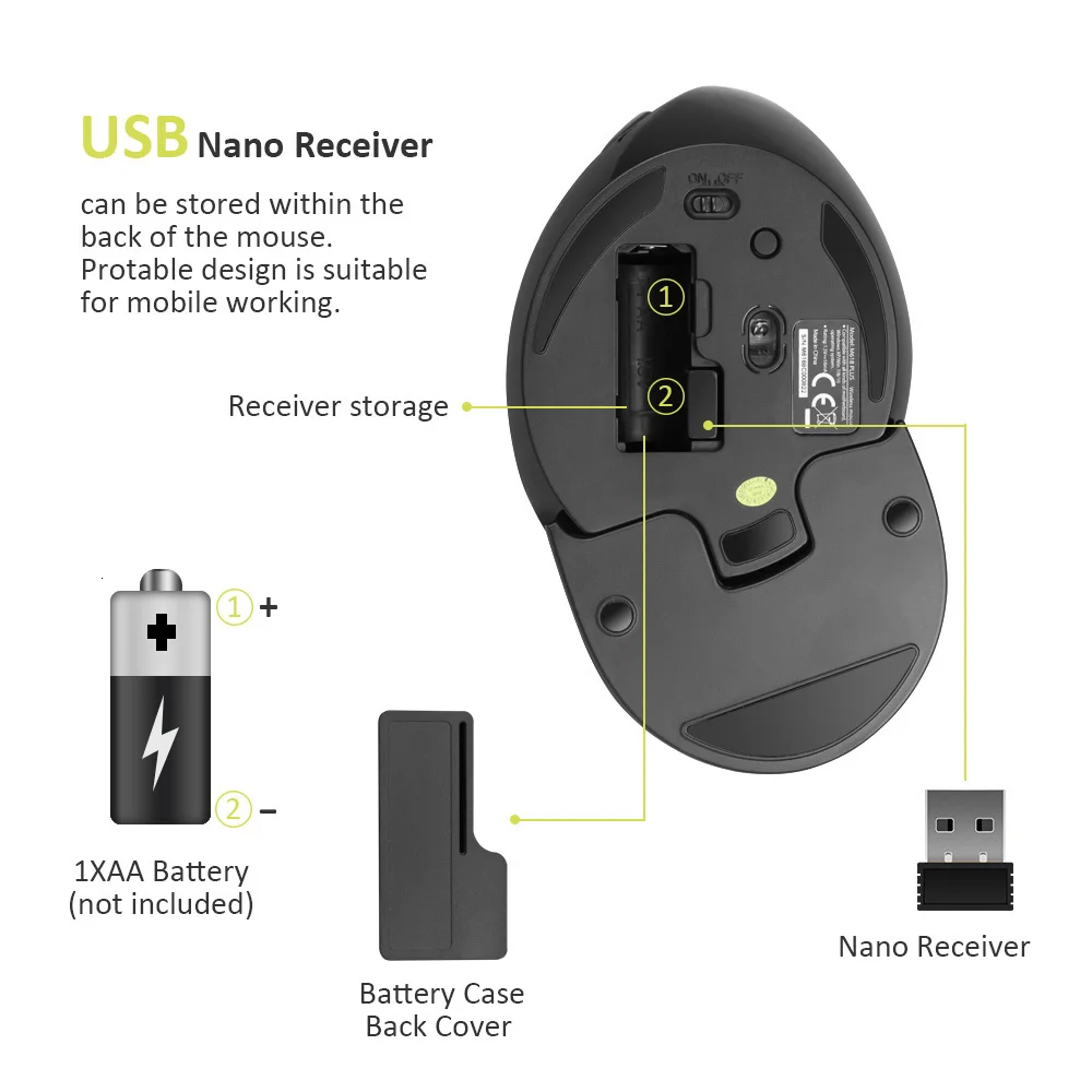 Delux M618 плюс вертикальный Беспроводной Мышь USB оптическая 6 кнопок 800/1200/1600 Точек на дюйм эргономичная мышь компьютерная игровая мышь для ноутбука