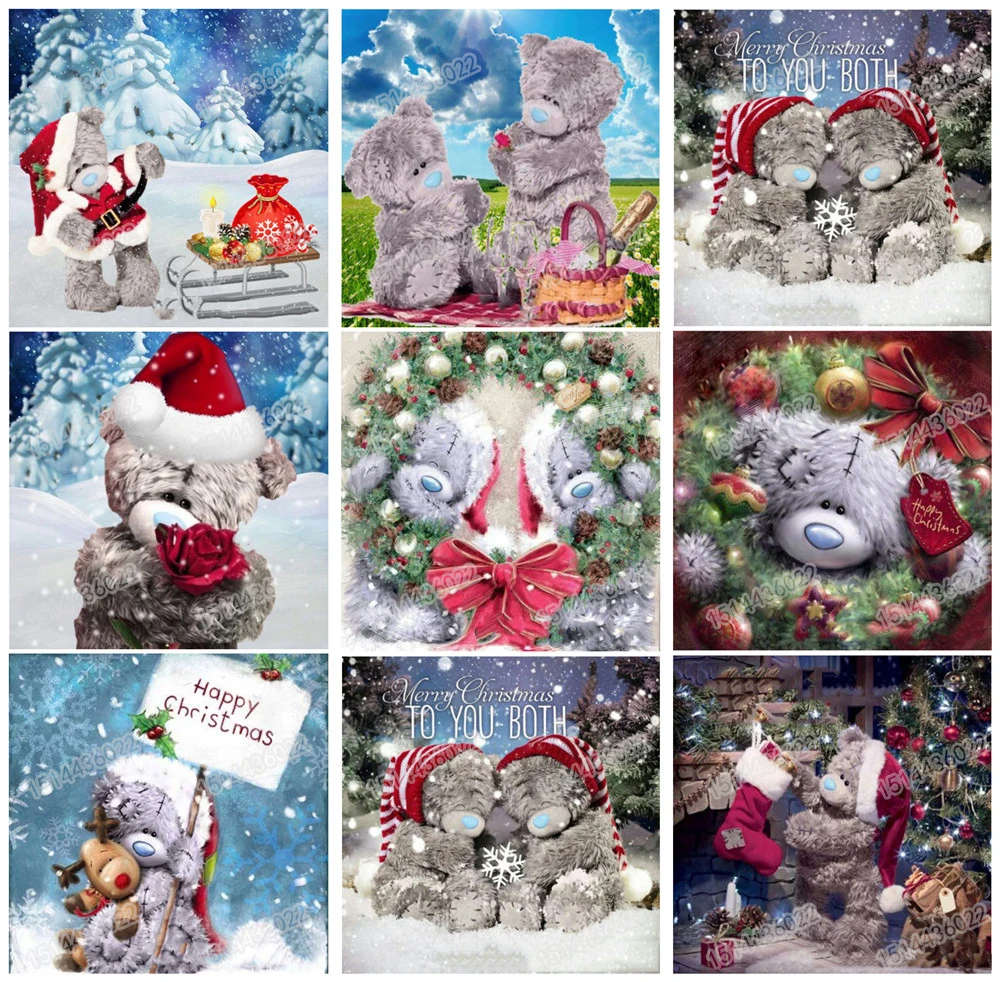 

Diamond Embroidery Cartoon Bear Diamond Painting Cross Stitch Full circular Drill Rhinestones Painting Christmas home Decor