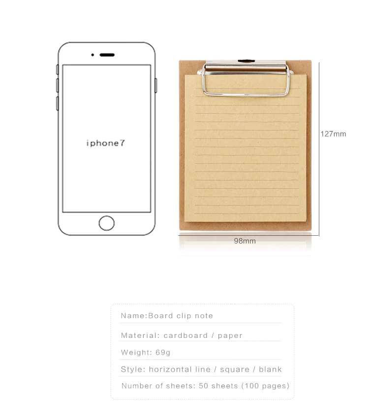 Доска зажим для заметок мини буфер обмена блокноты основной цвет блокнот Печатный простой блокнот зажим школьные принадлежности кавайи