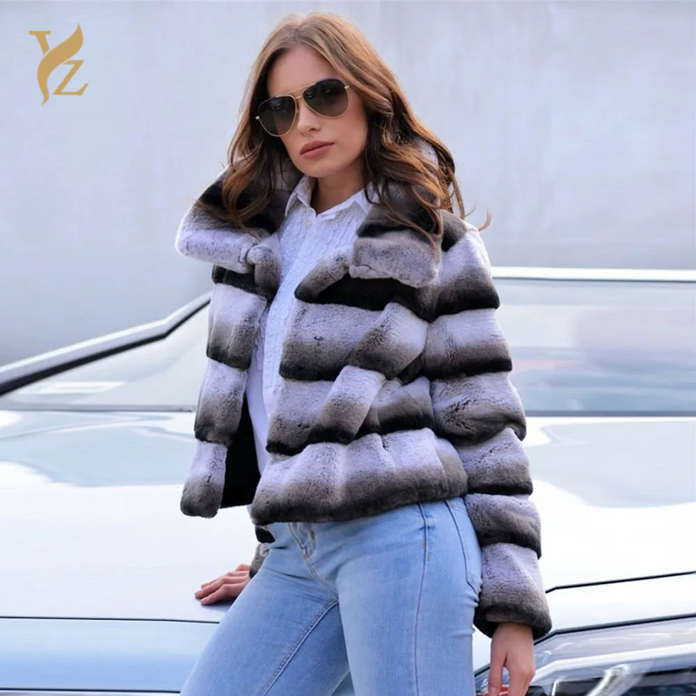 YZ. FURTURE натуральный мех шиншилла кролик рекс мех кроличий мех подкладка пальто для женщин Высокое качество Натуральная кожа куртка модная женская