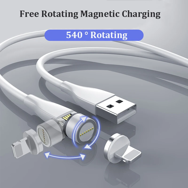 3A USB C кабель 540 вращается Магнитный Micro для быстрой зарядки Samsung iPhone Huawei Honor 8A 7C 7A 20