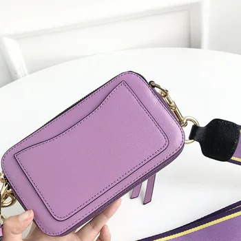 

luxury women shoulder bag patchwork color genuine leather material green purple blue color wide shoulder strap crossbody bag