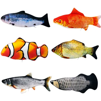 

Moving Fish Electric Toy For Cat USB Charger Interactive Cat Chew Bite Toys Catnip Supplies Kitten Fish Flop Cat Wagging Toy
