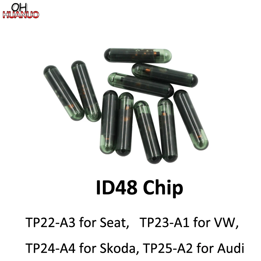 10 шт., ID48 стеклянный чип CAN(A1) TP23 для VW,(A2) TP25 для AUDI,(A3) TP22 для сиденья,(A4) TP24 для Skoda Автомобильный ключ чип
