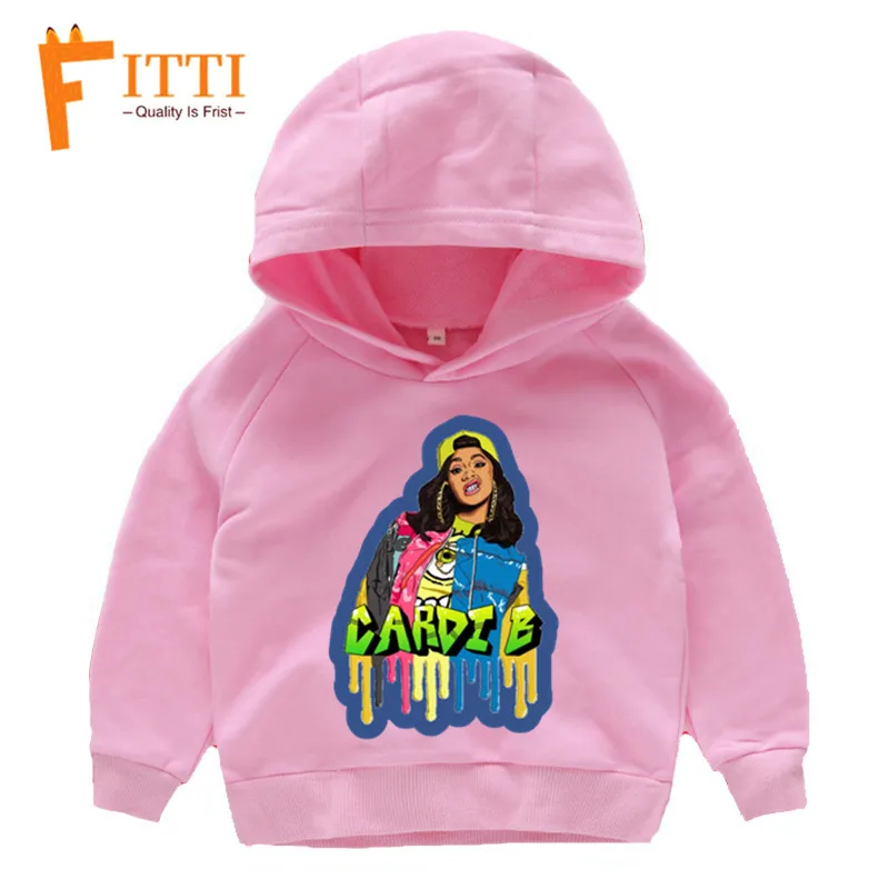 Детские толстовки с капюшоном в стиле хип-хоп, Cardi B, Детский свитер на осень и зиму, толстовка с капюшоном