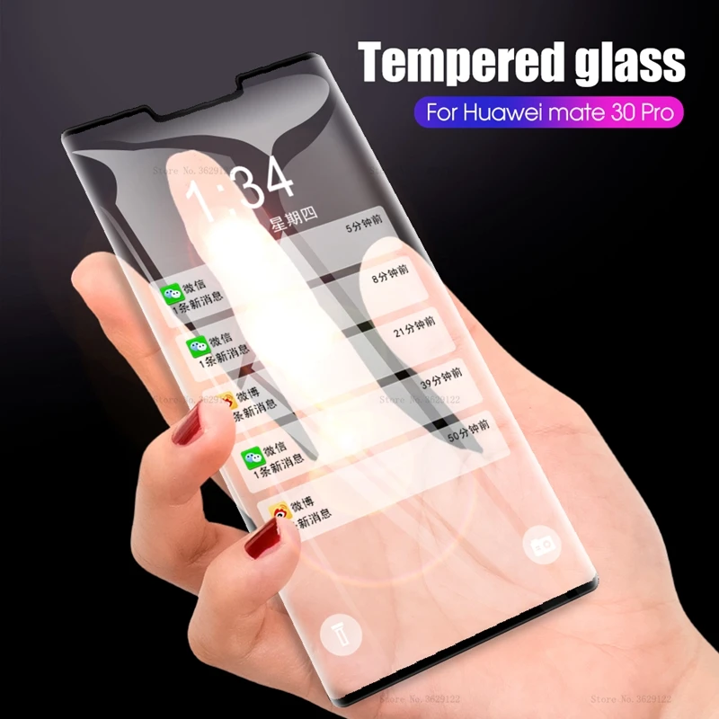 Vidrio de protección para huawei mate 30 pro/30 pro 5g lámina protectora completamente borde curvatura Vidrio de protección para huawei mate 30 pro/30 pro 5g lámina protectora completamente borde curvatura