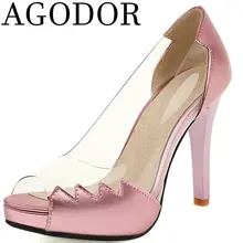 

AGODOR 2021 Women Thin High Heel Peep Toe Pumps Stiletto Slip on Women Pumps Shoes Sexy Fashion Women Platform Heels Size 34-43