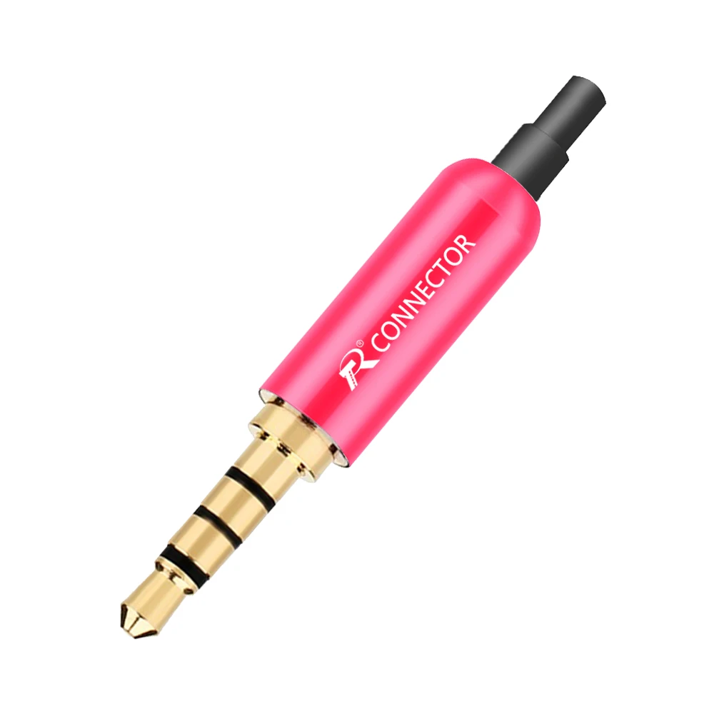 Audio Jack Adapter 3.5mm 4Poles Gold-plated Aluminum Tail Plug Clip For DIY Headset 1pc