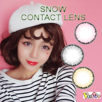 

1 Pair Contact Lens Beautiful Pupil Eye Cosmetic Colorful Contact Lenses for Women Eye Makeup with PRESCRIOTION SNOW