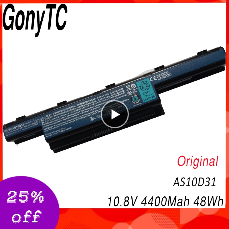 Оригинальный аккумулятор GONYTC для Acer Aspire AS10D31 AS10D81 AS10D71 AS10D75 5741 5742 5750 5551 5560G 5741G