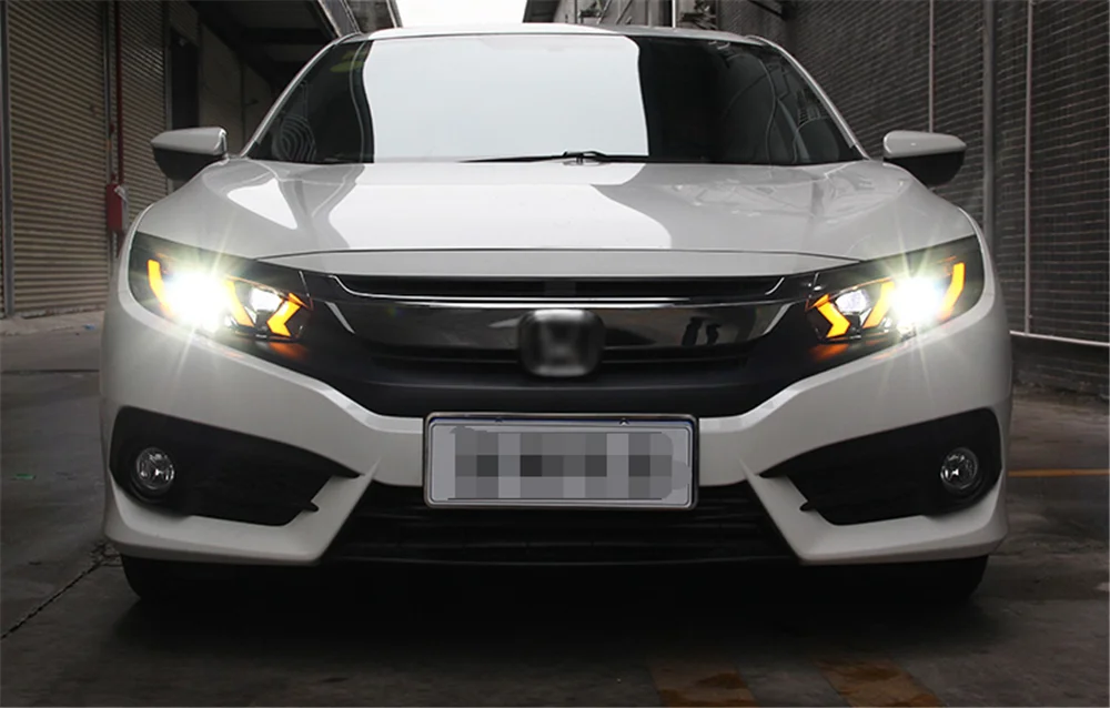 Пара для Honda Civic головной светильник s- Civic светодиодный головной фонарь все светодиодный светильник источник дневные ходовые огни динамический поворот
