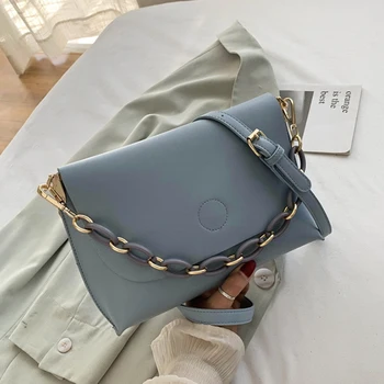 

Elegant Purple Crossbody Bags for Women 2020 High Quality Pu Leather Shoulder Bags Chain Solid Color Female Travel Handbags Sac
