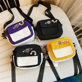 

New Trend Ladies Canvas Bag Fashion Casual Embroidery Ms. Pouch Joker Ladies Shoulder Bag Simple Messenger Bag