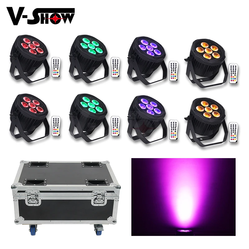 8 шт. беспроводные Светодиодные чехлы с зарядным устройством 6x18 RGBWA + UV | Лампы и