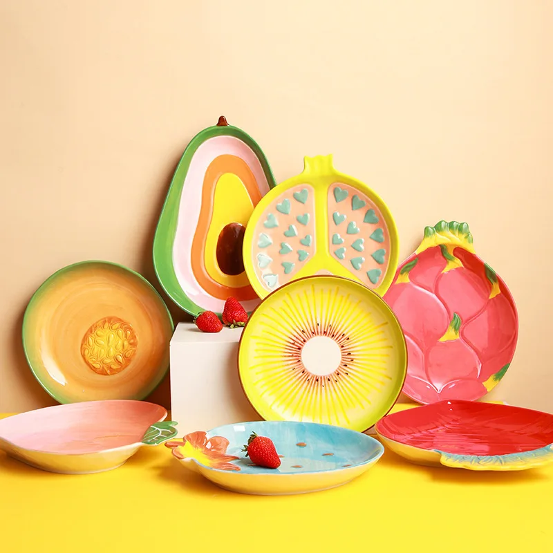 Creative Fruit Dish Ceramic Fruit Salad Dish Creative Lovely Family Dish Dish Snack Dish Dinner Plate Sets  Diner Plate