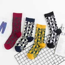 Модные хлопковые носки в горошек для женщин; длинные носки в стиле хип-хоп; уличная одежда в Корейском стиле; теплые забавные носки; Femme School calcetines