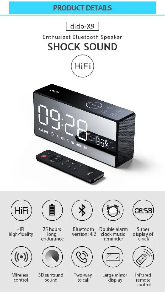 Yiwa Sanag X9 Bluetooth Металл Портативный супер бас беспроводной зеркальный пульт дистанционного управления динамик 3D цифровой звук громкий динамик Hands-free