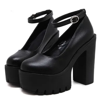 

2020 new spring autumn casual high-heeled shoes sexy ruslana korshunova thick heels platform pumps Black White Size 42