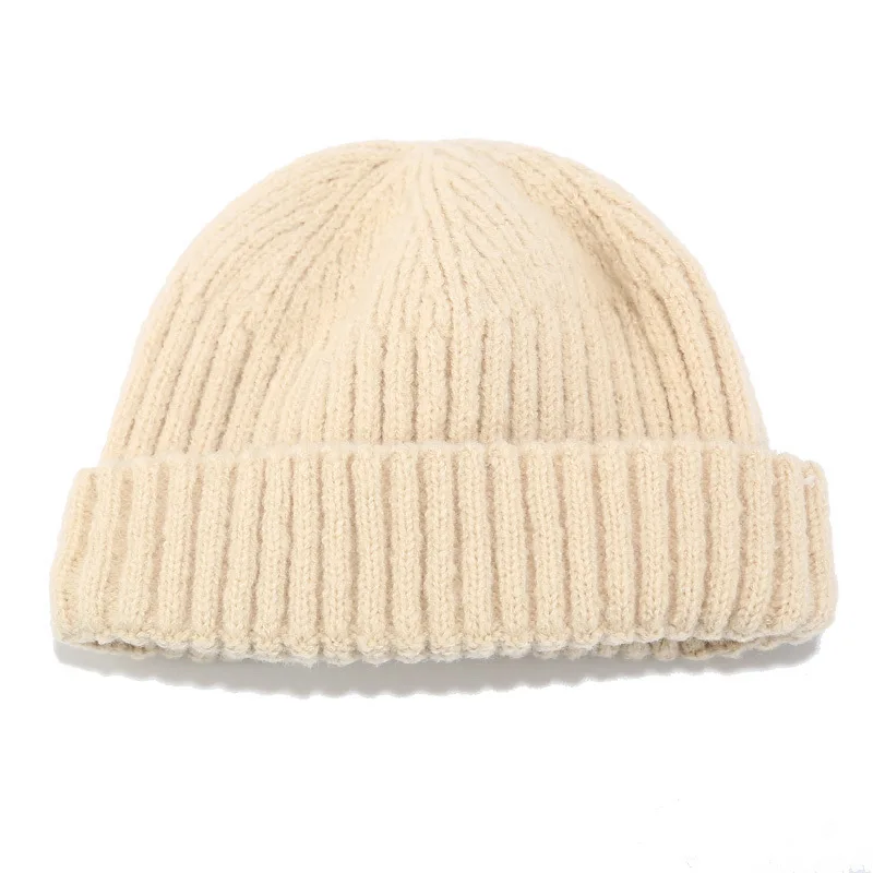 Простые короткие вязаные шапки зимние Skullies шапки для мужчин и женщин хип хоп Повседневная Уличная желтый хаки бежевый красный