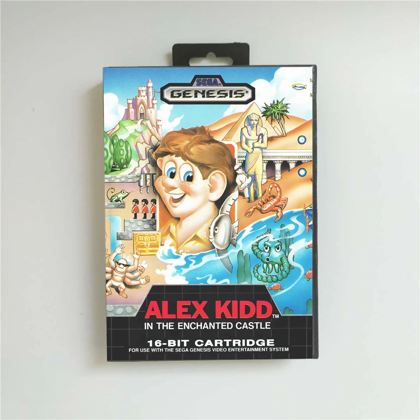 Alex Kidd in the Enchanted Castle - USA Cover With Retail Box 16 Bit MD Game Card for Sega Megadrive Genesis Video Console | Электроника