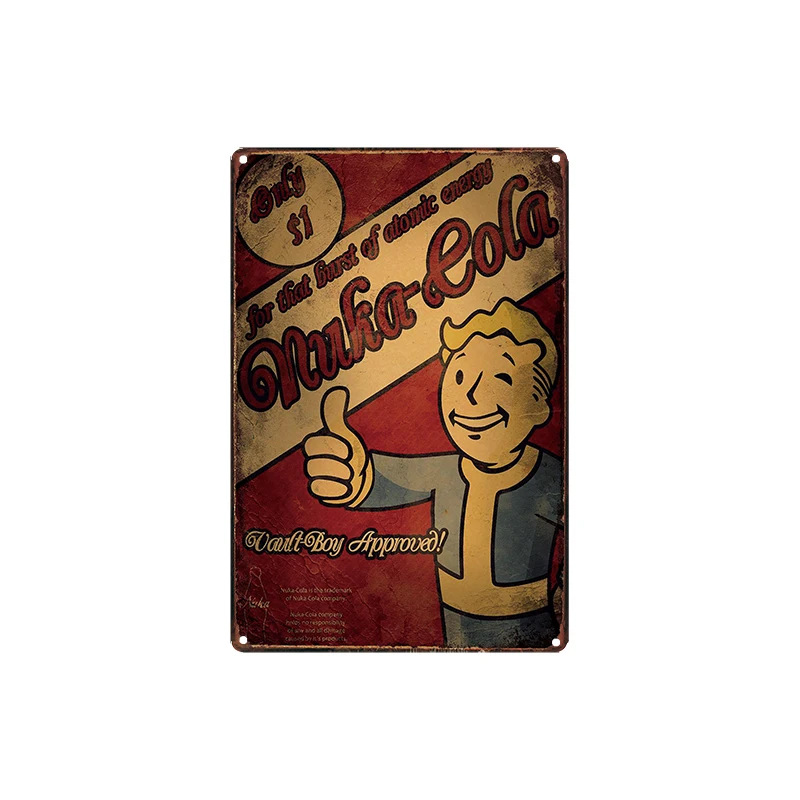 Fallout 4 хранилище мальчик игра NUKE COLA оловянные знаки настенные таблички плакат Декор для интернет кафе комнаты железная живопись - Цвет: LA-3717