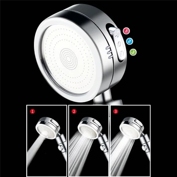 

360 Adjustable 3 Modes Metal Shower Head Water Filter Purifier Nozzle Bathroom Accessories One Key Stop Detachable Shower Head
