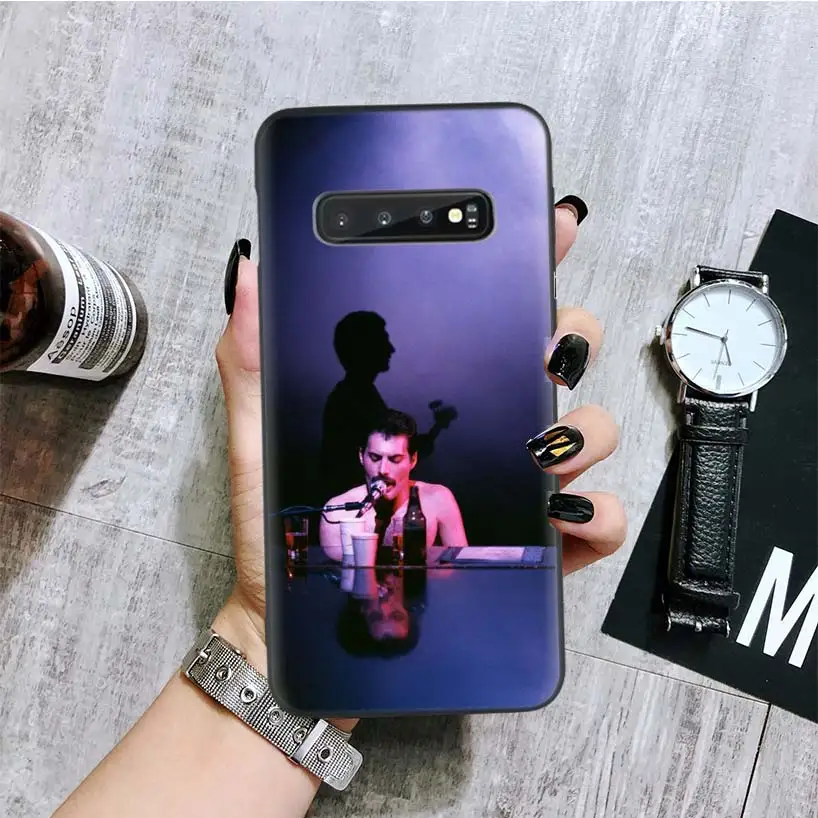 Queen Фредди Меркьюри черный чехол для телефона samsung Galaxy S10+ Plus Lite Note 10 9 8 S9 S8 J4 J6+ Plus S7 S6 Edge Capa