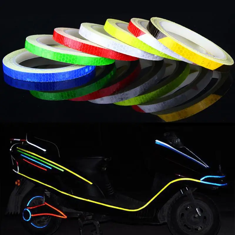 

800 *1cm Bicycle Reflective Stickers Tape Motor Car Self Adhesive Body Wheel Safe Accessories Reflecting Decal Tape Car Styling