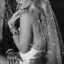 Длинные 2 м Свадебные фаты для невест Тюль Звездные жемчужные Роскошные вуали для невест вуаль de Mariage velo de novia Perles Longue